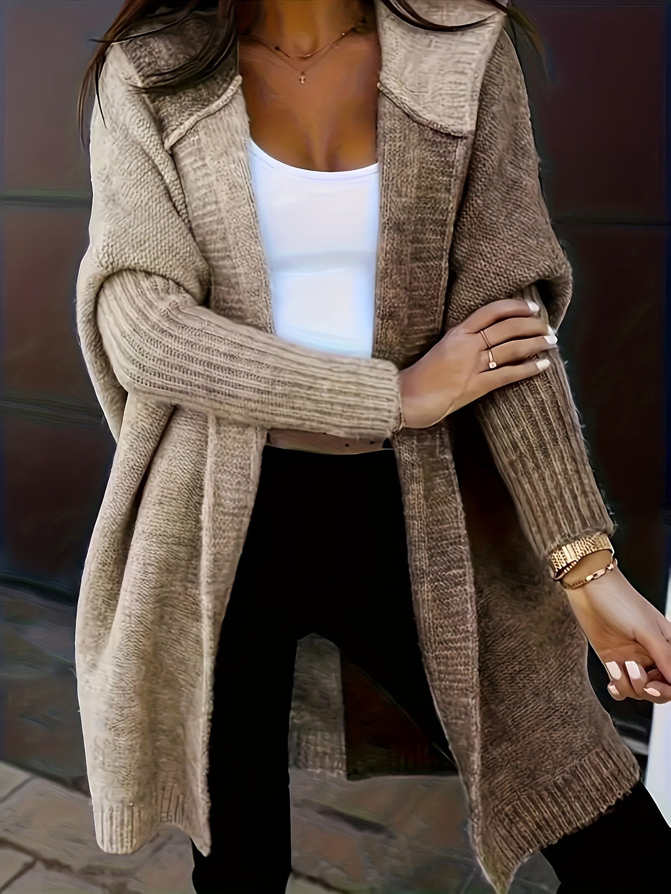 Women's Versatile Denim Open-Front Cardigan – Black / Sizes S–XL detail view