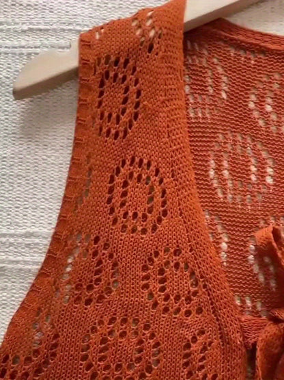 Women's Versatile Denim Open-Front Cardigan – Sepia detail view