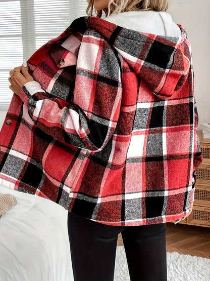 Women's Versatile Denim Plaid Jacket – 4-Color Selection detail view