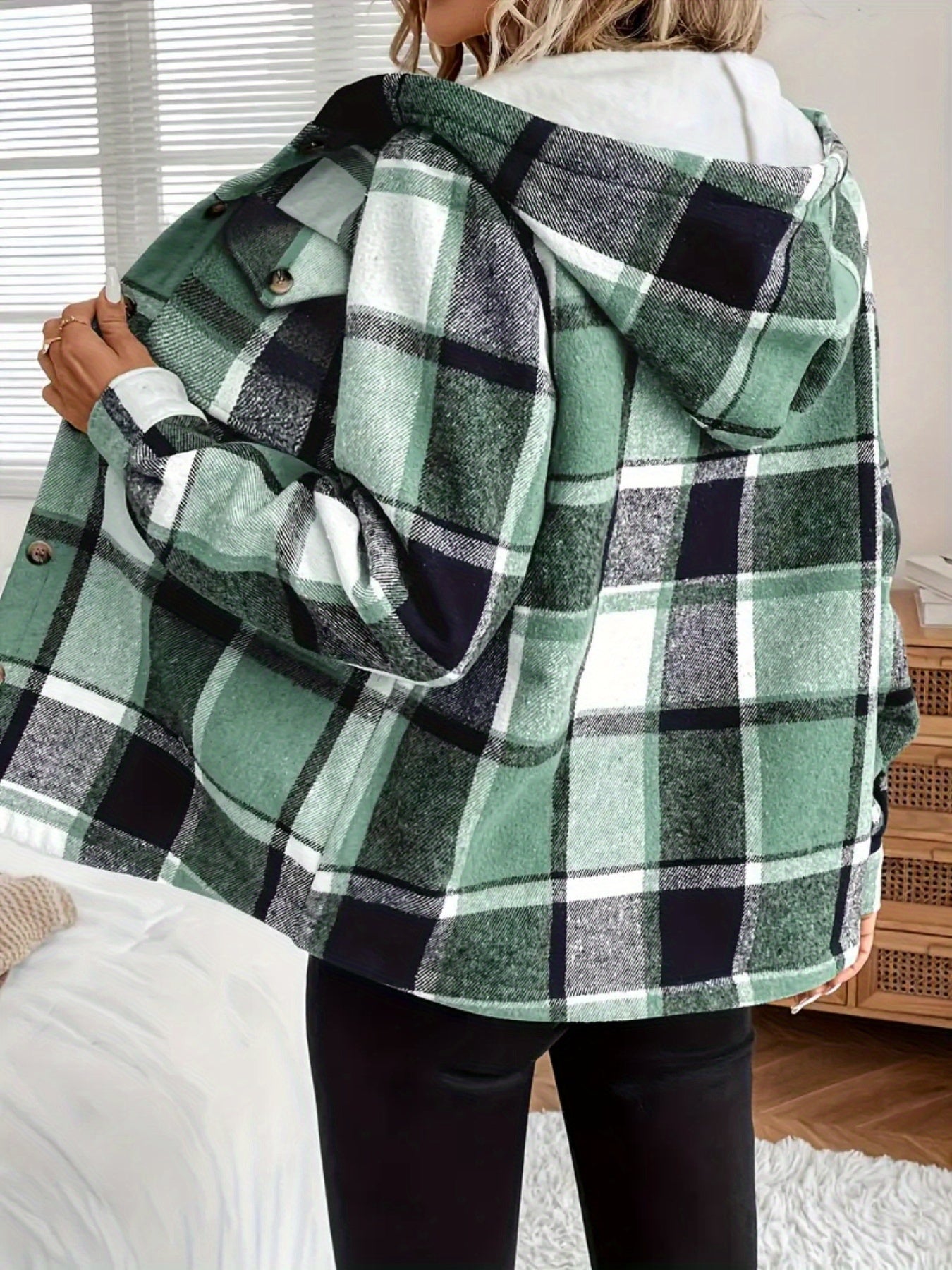 Women's Versatile Denim Plaid Jacket – 4-Color Selection detail view