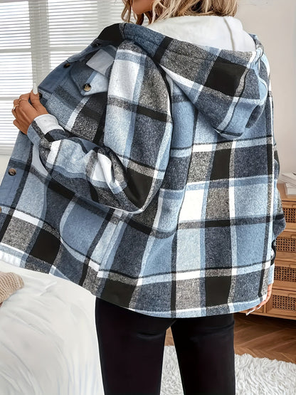 Women's Versatile Denim Plaid Jacket – 4-Color Selection detail view