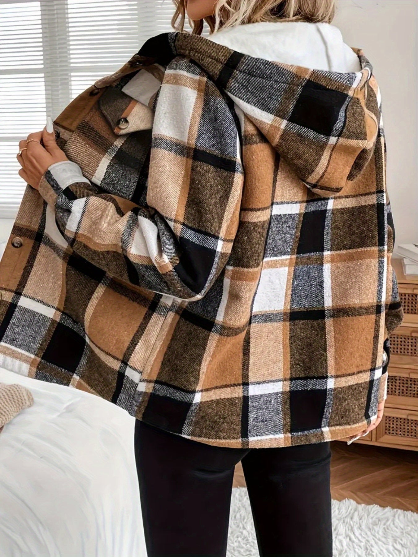 Women's Versatile Denim Plaid Jacket – 4-Color Selection detail view