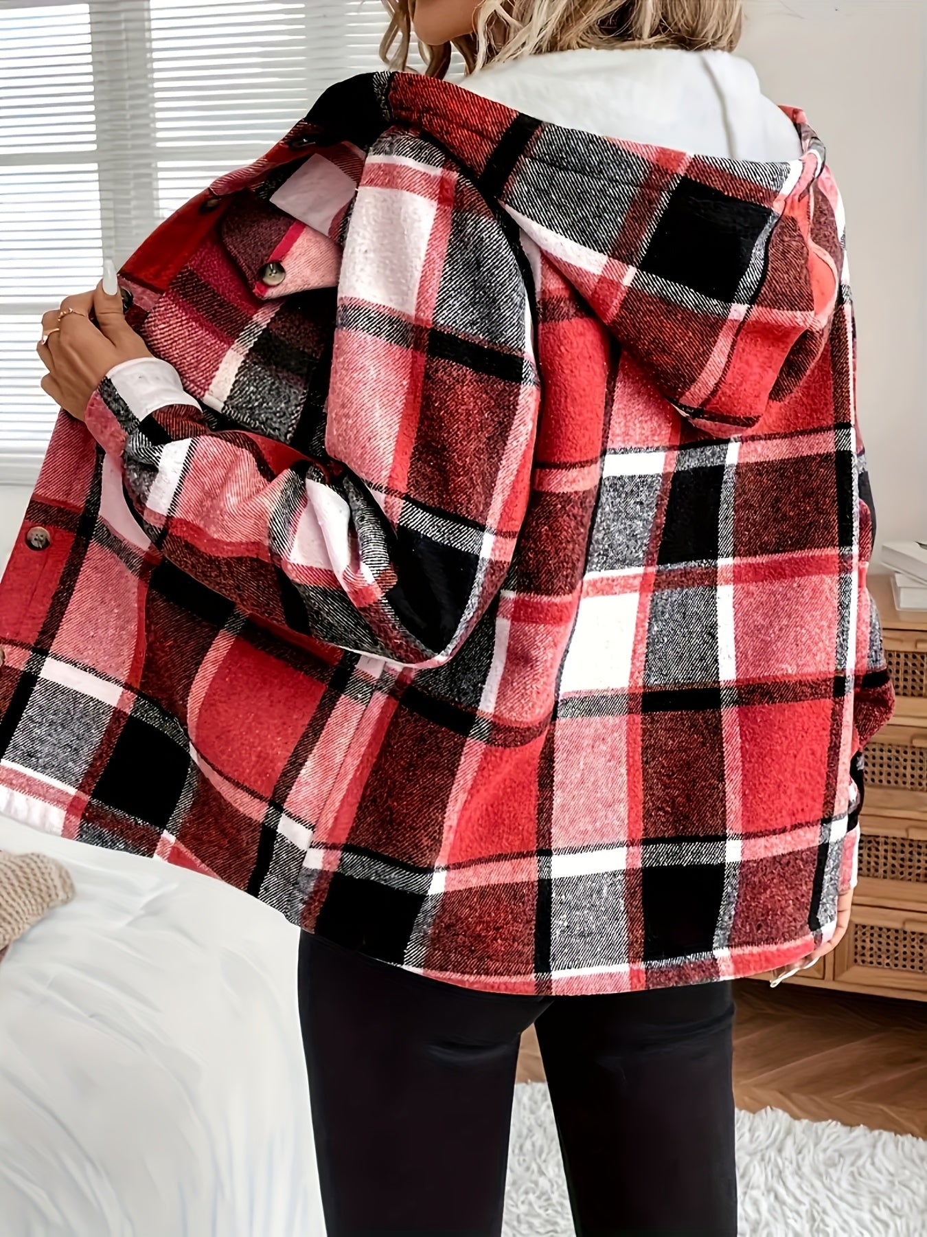 Women's Versatile Denim Plaid Jacket – 4-Color Selection detail view