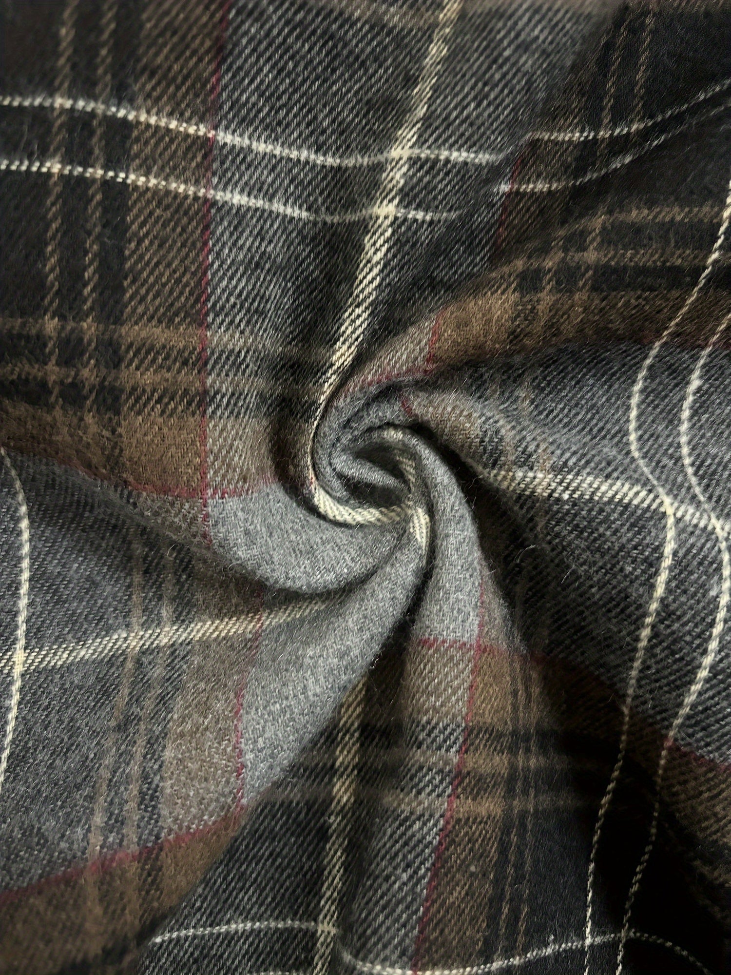 Women's Versatile Denim Plaid Shacket – Dark Gray detail view