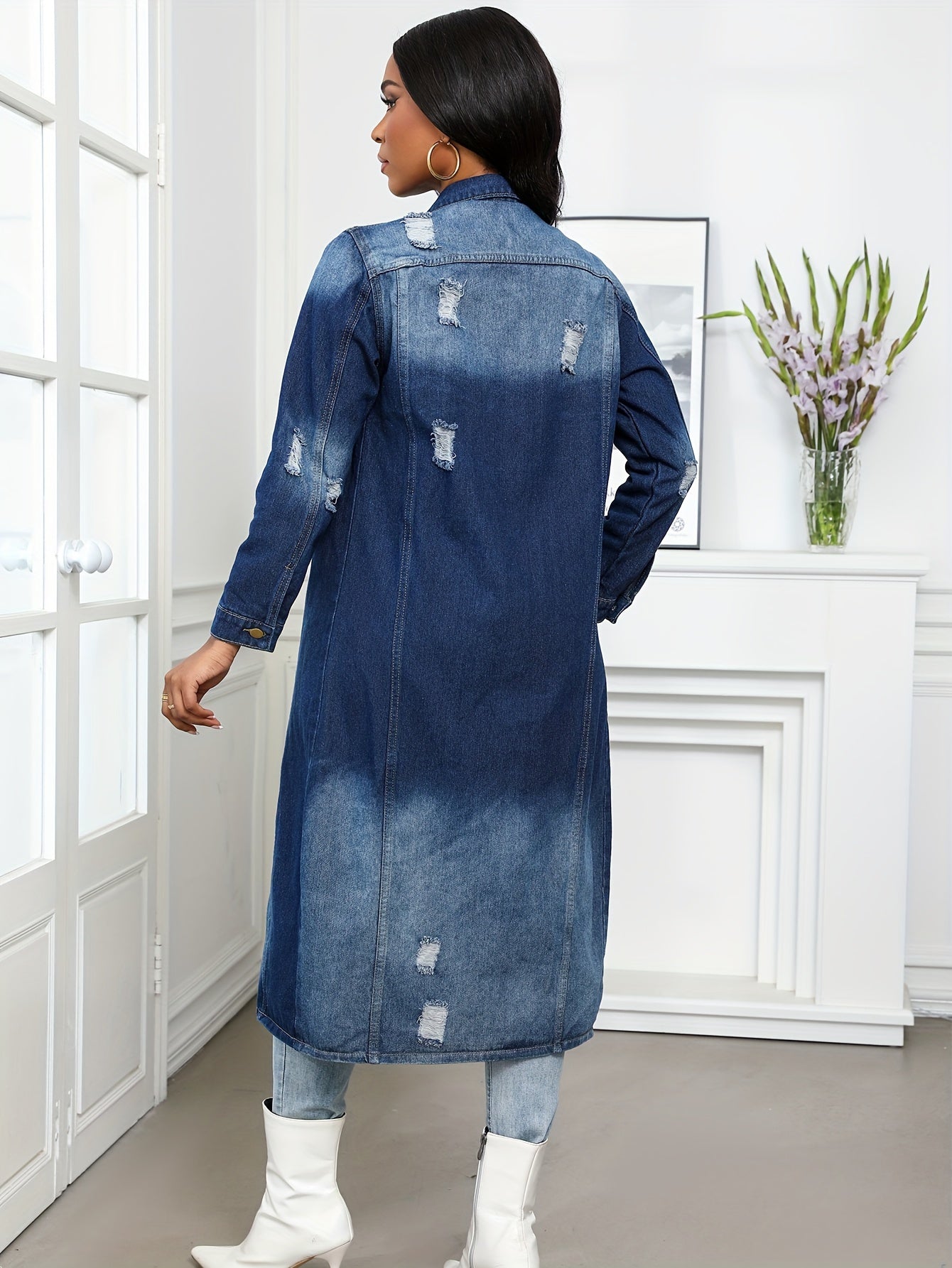 Women's Versatile Denim Pullover Coat – Blue Jacket – view 5