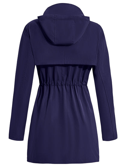 Women's Versatile Denim Pullover Coat – fern green / Navy Color detail view