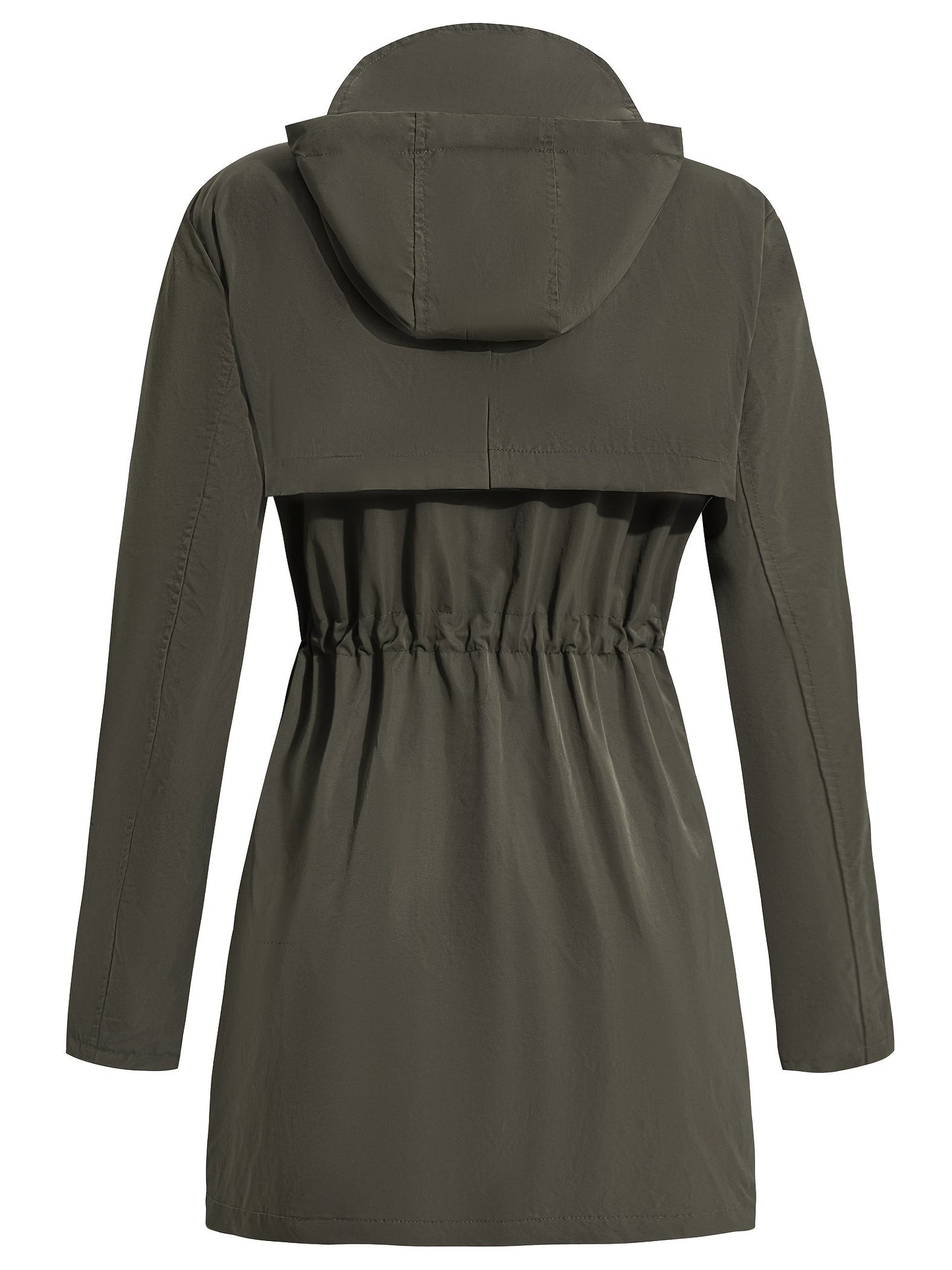 Women's Versatile Denim Pullover Coat – fern green / Navy Color detail view