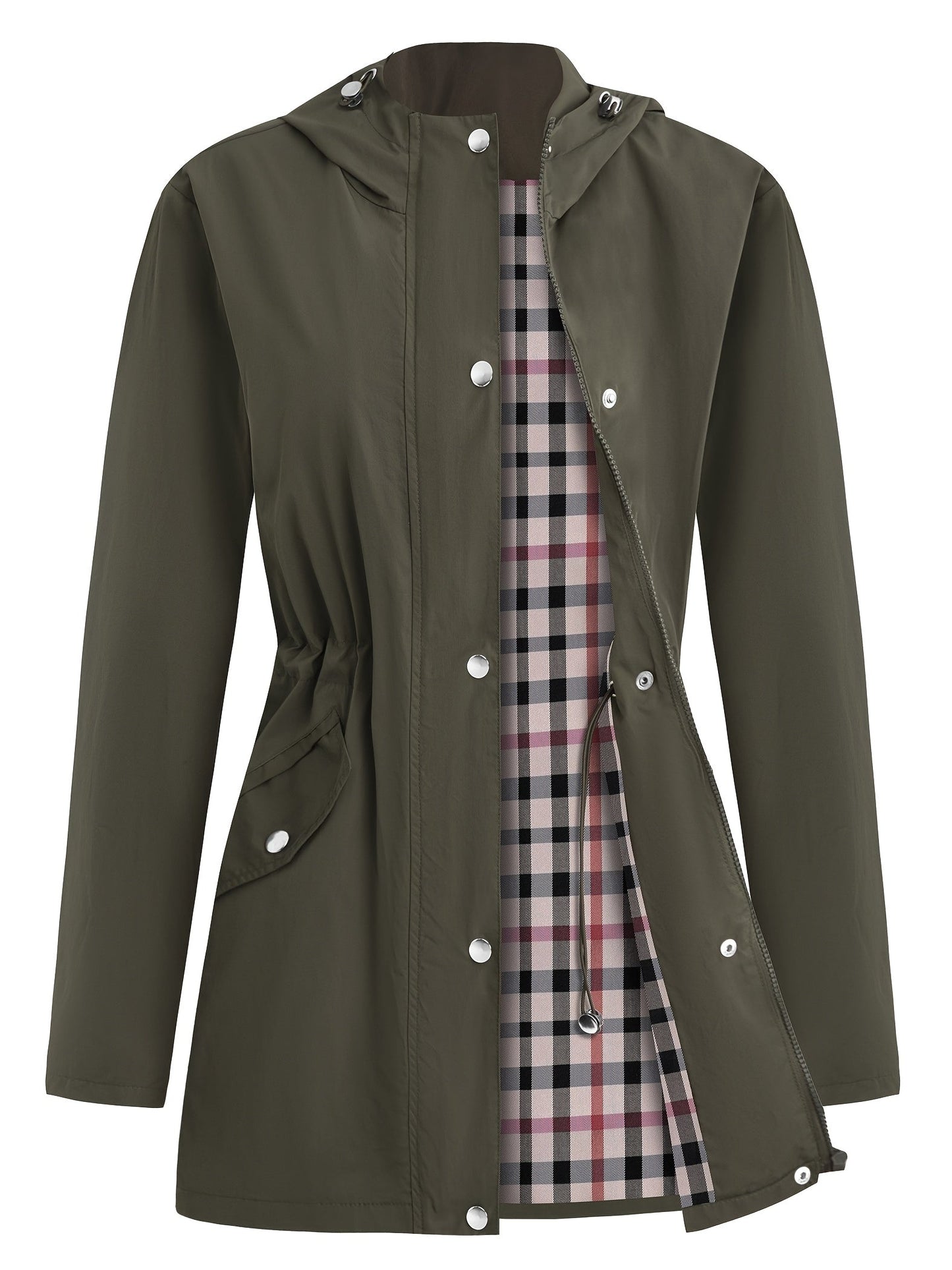 Women's Versatile Denim Pullover Coat – fern green / Navy Color detail view