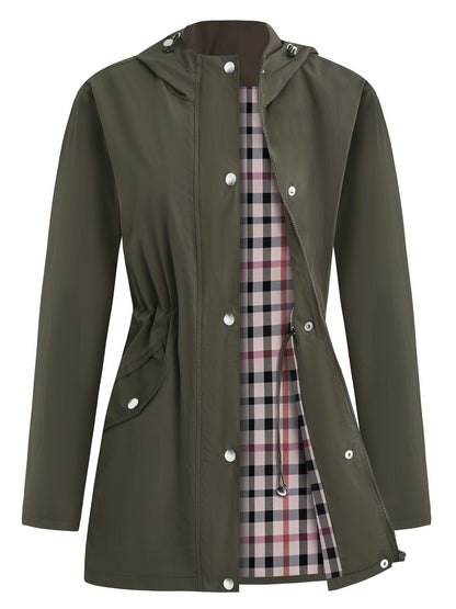 Women's Versatile Denim Pullover Coat – fern green / Navy Color detail view