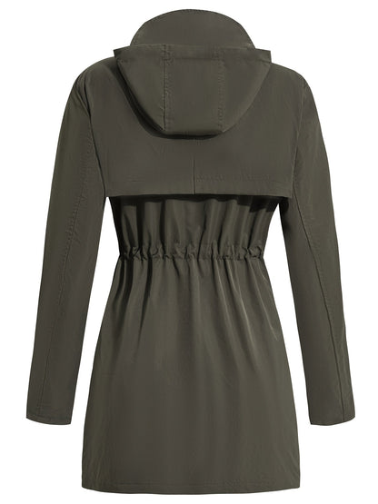Women's Versatile Denim Pullover Coat – fern green / Navy Color detail view