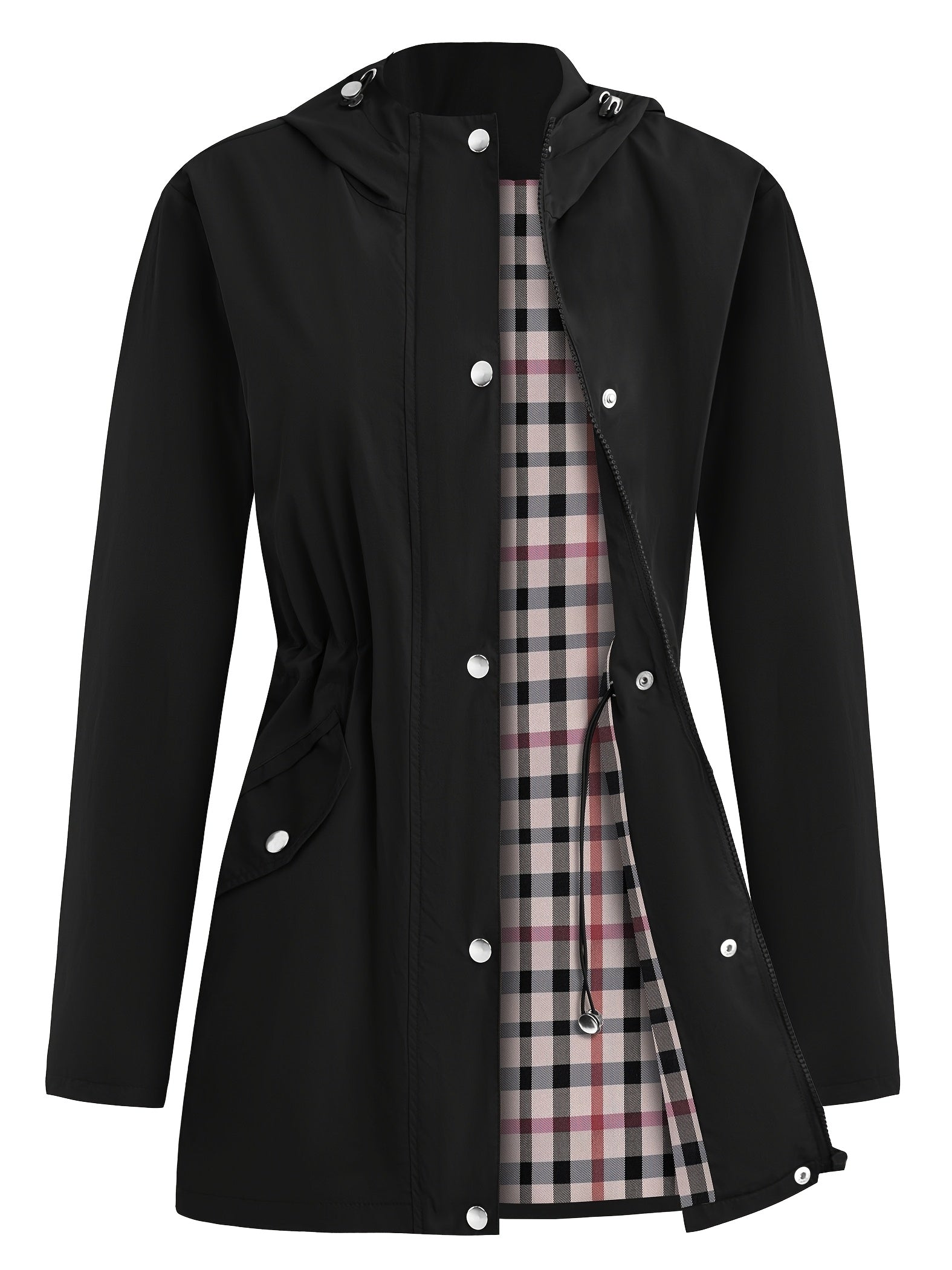 Women's Versatile Denim Pullover Coat – fern green / Navy Color detail view