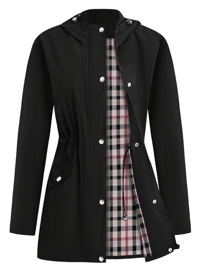 Women's Versatile Denim Pullover Coat – fern green / Navy Color detail view