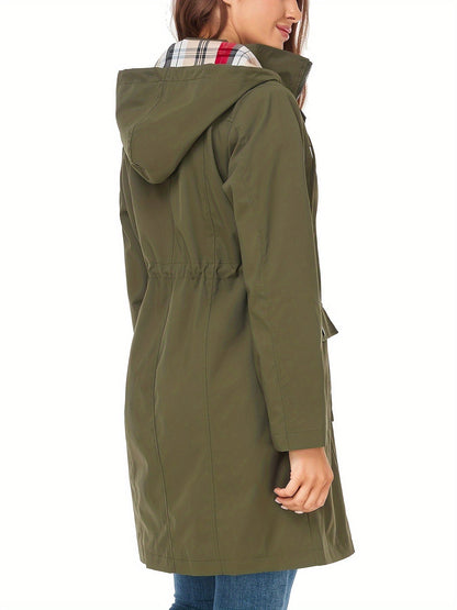 Women's Versatile Denim Pullover Coat – Tan / Black detail view