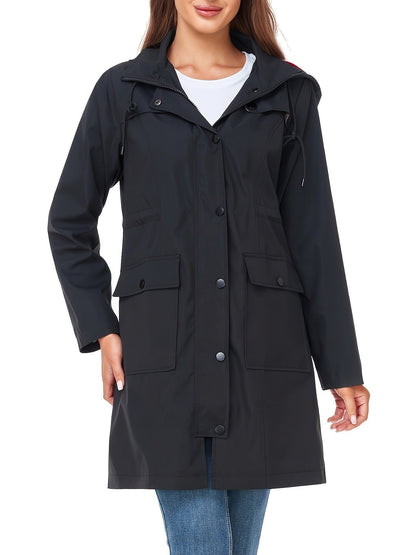 Women's Versatile Denim Pullover Coat – Tan / Black detail view