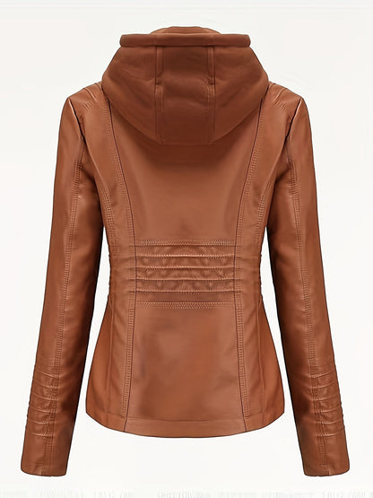 Women's Versatile Denim Pullover Jacket – Black / Camel detail view