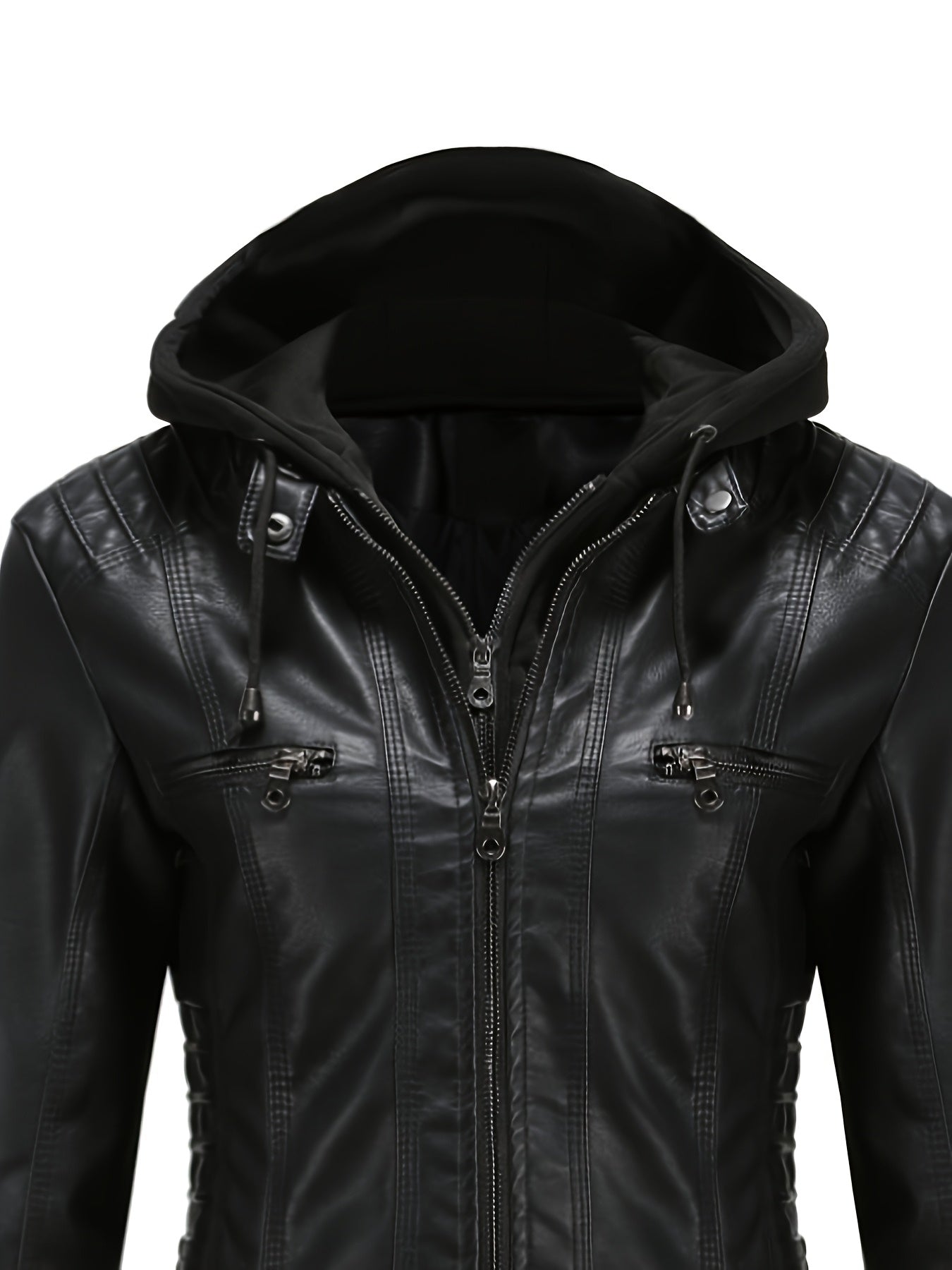 Women's Versatile Denim Pullover Jacket – Black / Camel detail view