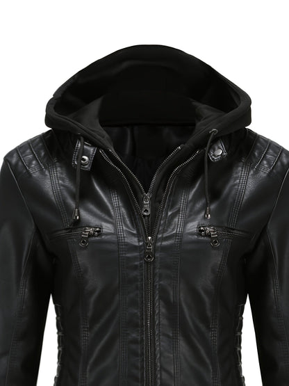 Women's Versatile Denim Pullover Jacket – Black / Camel detail view