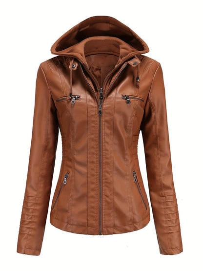 Women's Versatile Denim Pullover Jacket – Black / Camel – Black option – main product image