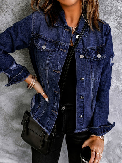 Women's Versatile Denim Pullover Jacket – Blue / Dark Blue / 8-Color Selection detail view
