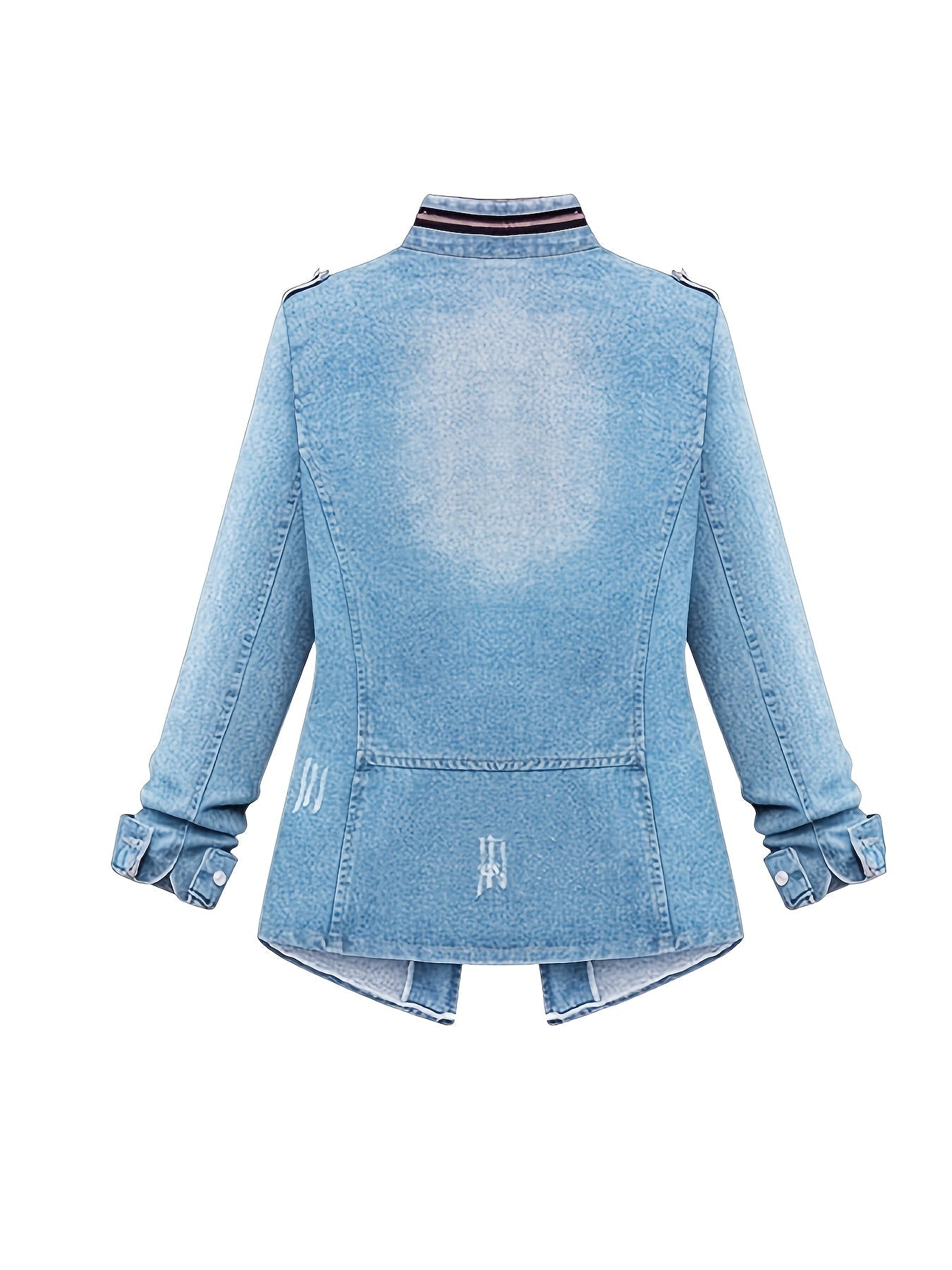 Women's Versatile Denim Pullover Jacket – Blue Denim Wash 39685 detail view