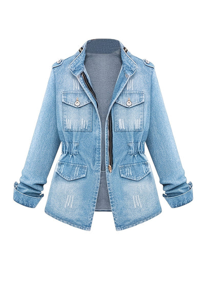 Women's Versatile Denim Pullover Jacket – Blue Denim Wash 39685 – Blue option – main product image