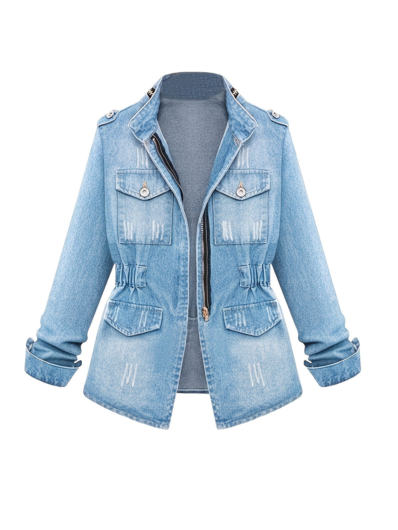Women's Versatile Denim Pullover Jacket – Blue Denim Wash 99525 – Blue option – main product image