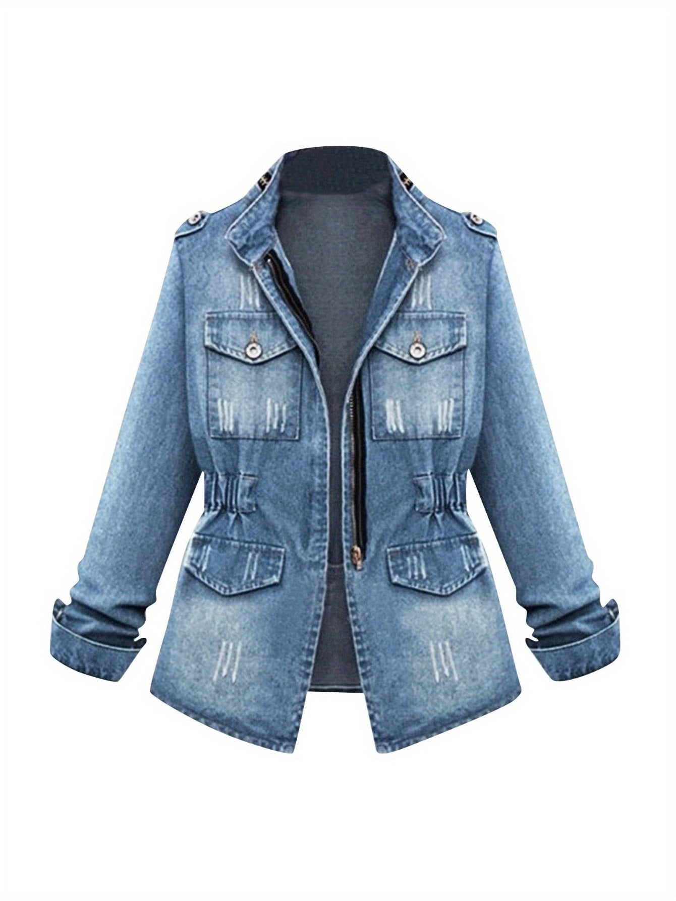 Women's Versatile Denim Pullover Jacket – Blue Denim Wash 99525 – Blue option – view 2