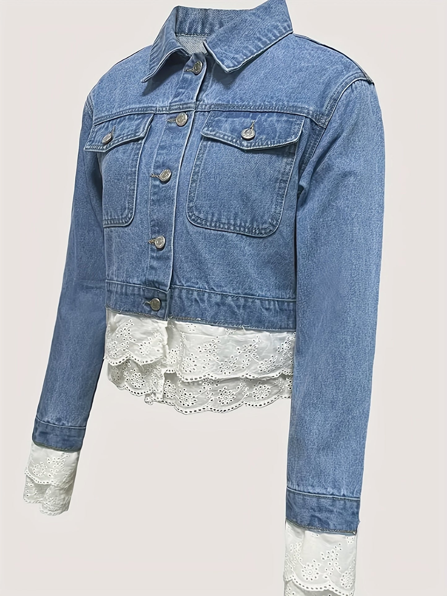 Women's Versatile Denim Pullover Jacket – Blue / Sizes 0XL–4XL detail view