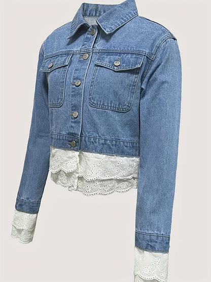 Women's Versatile Denim Pullover Jacket – Blue / Sizes 0XL–4XL detail view