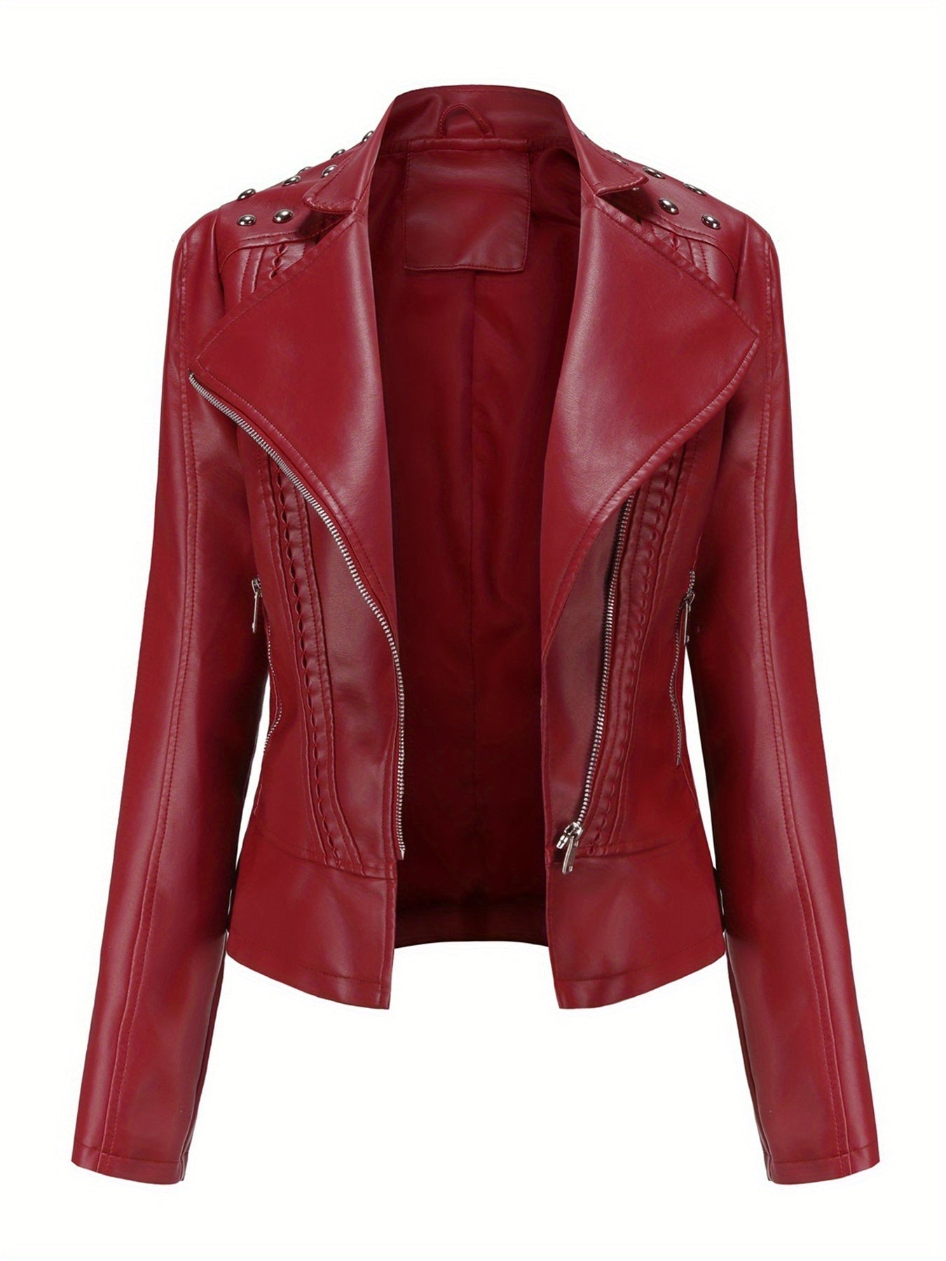 Women's Versatile Denim Pullover Jacket – Burgundy / Camel – view 2