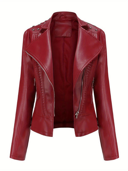 Women's Versatile Denim Pullover Jacket – Burgundy / Camel – view 2