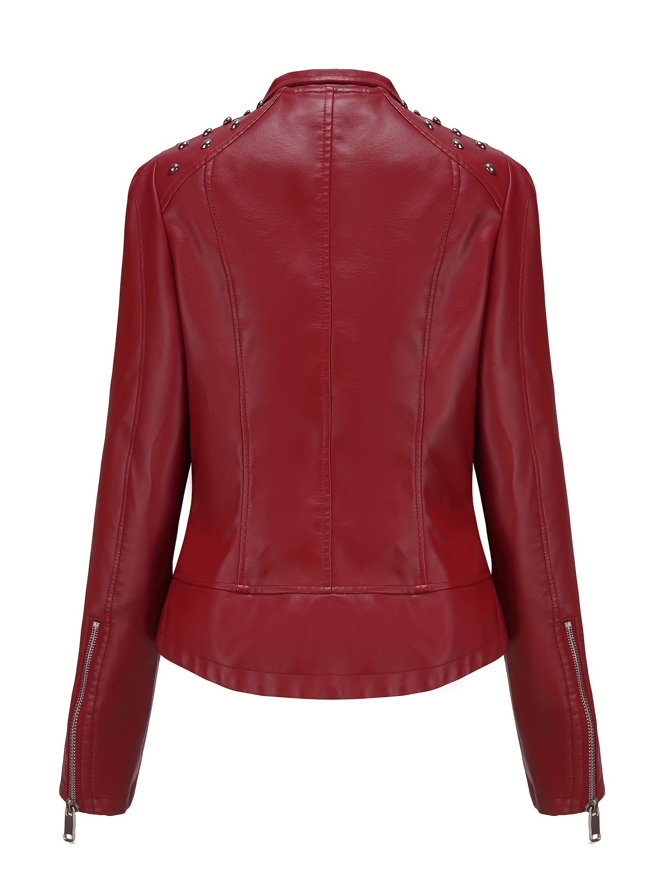 Women's Versatile Denim Pullover Jacket – Burgundy / Camel detail view