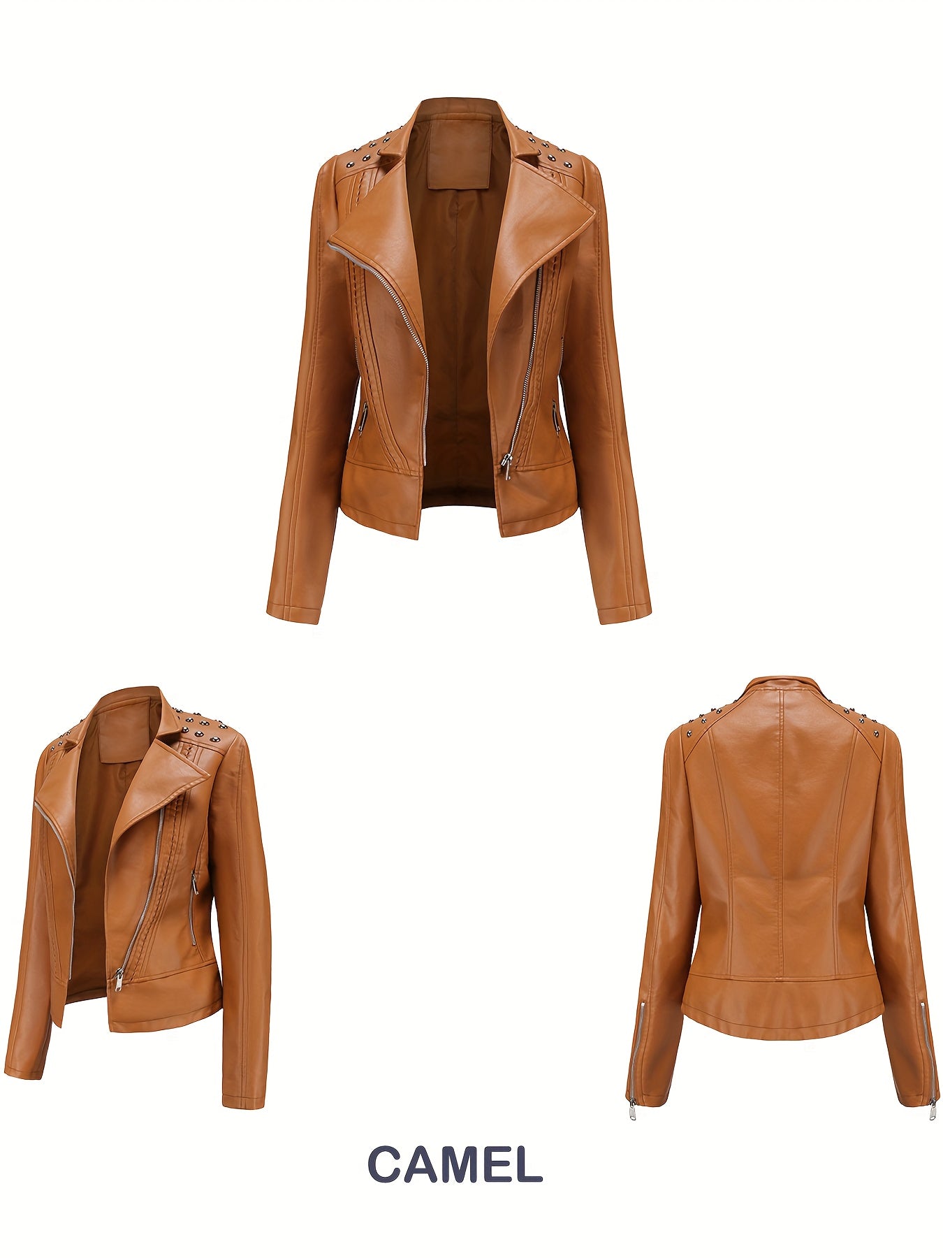Women's Versatile Denim Pullover Jacket – Burgundy / Camel detail view