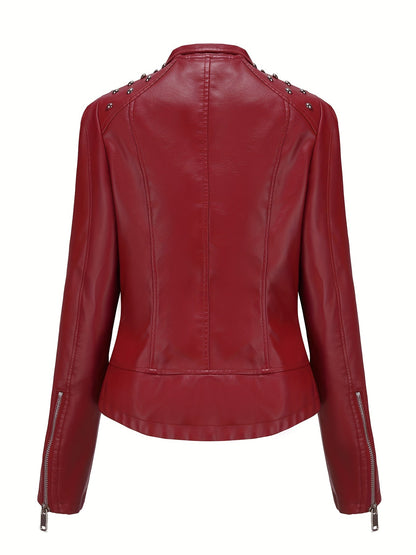 Women's Versatile Denim Pullover Jacket – Burgundy / Camel detail view