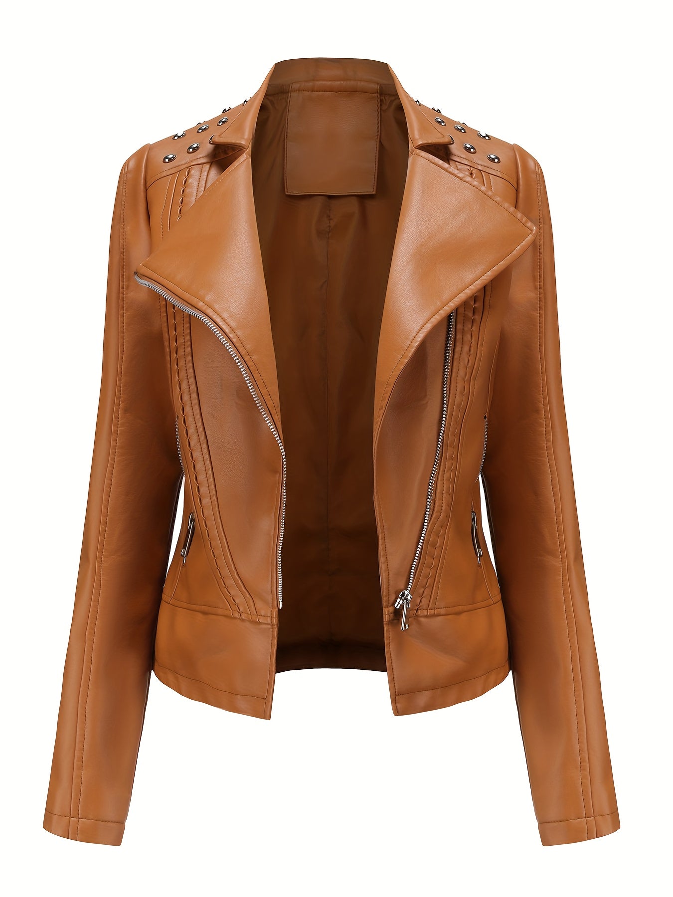 Women's Versatile Denim Pullover Jacket – Burgundy / Camel detail view