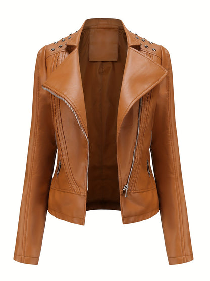 Women's Versatile Denim Pullover Jacket – Burgundy / Camel detail view