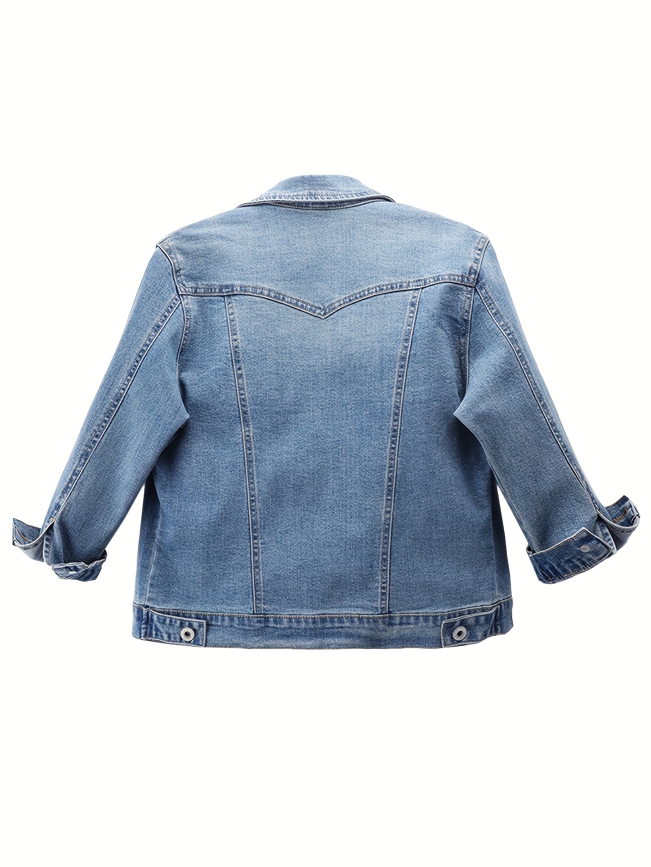 Women's Versatile Denim Pullover Jacket – Dark Blue / White detail view