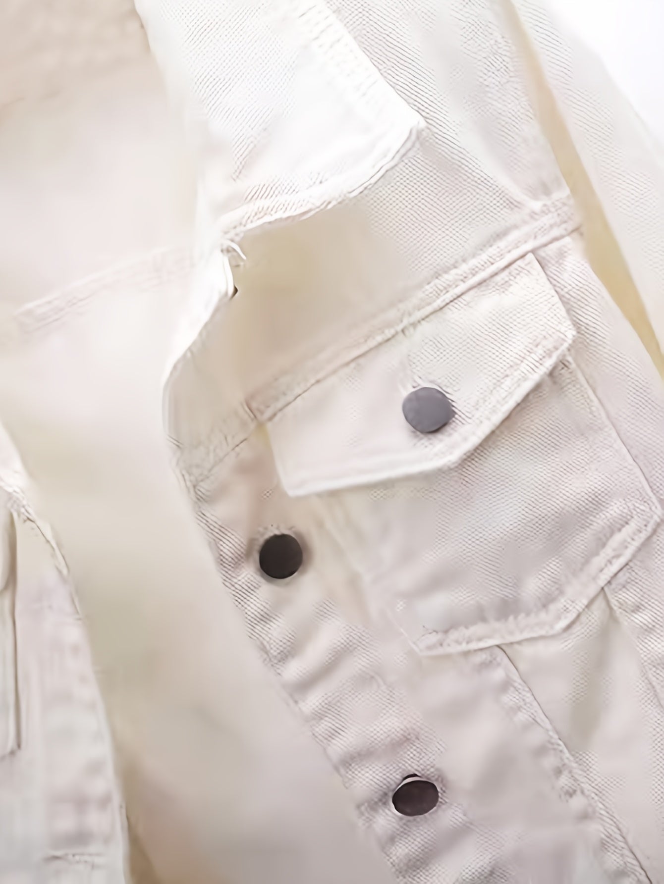 Women's Versatile Denim Pullover Jacket – Dark Blue / White detail view