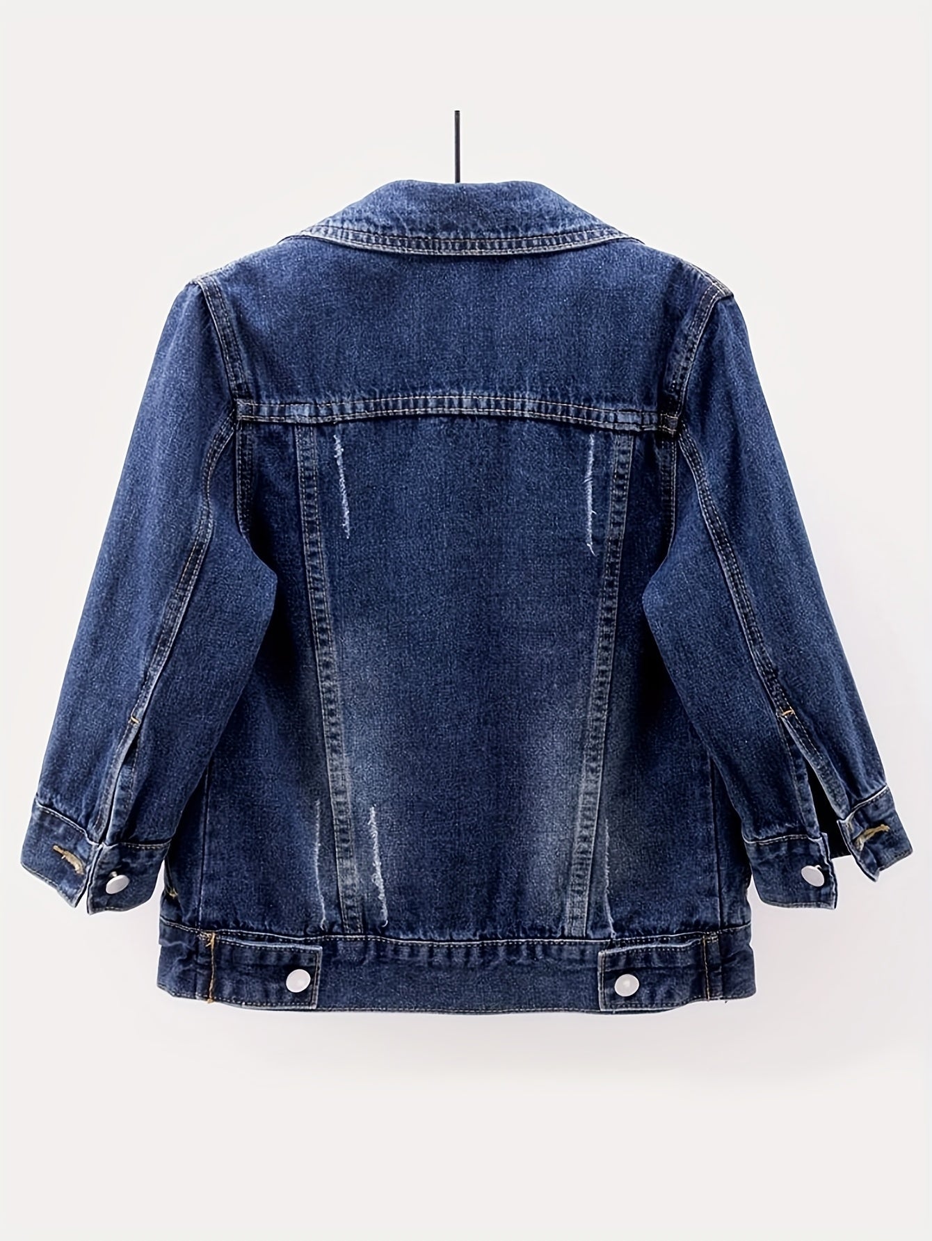 Women's Versatile Denim Pullover Jacket – Dark Blue / White detail view