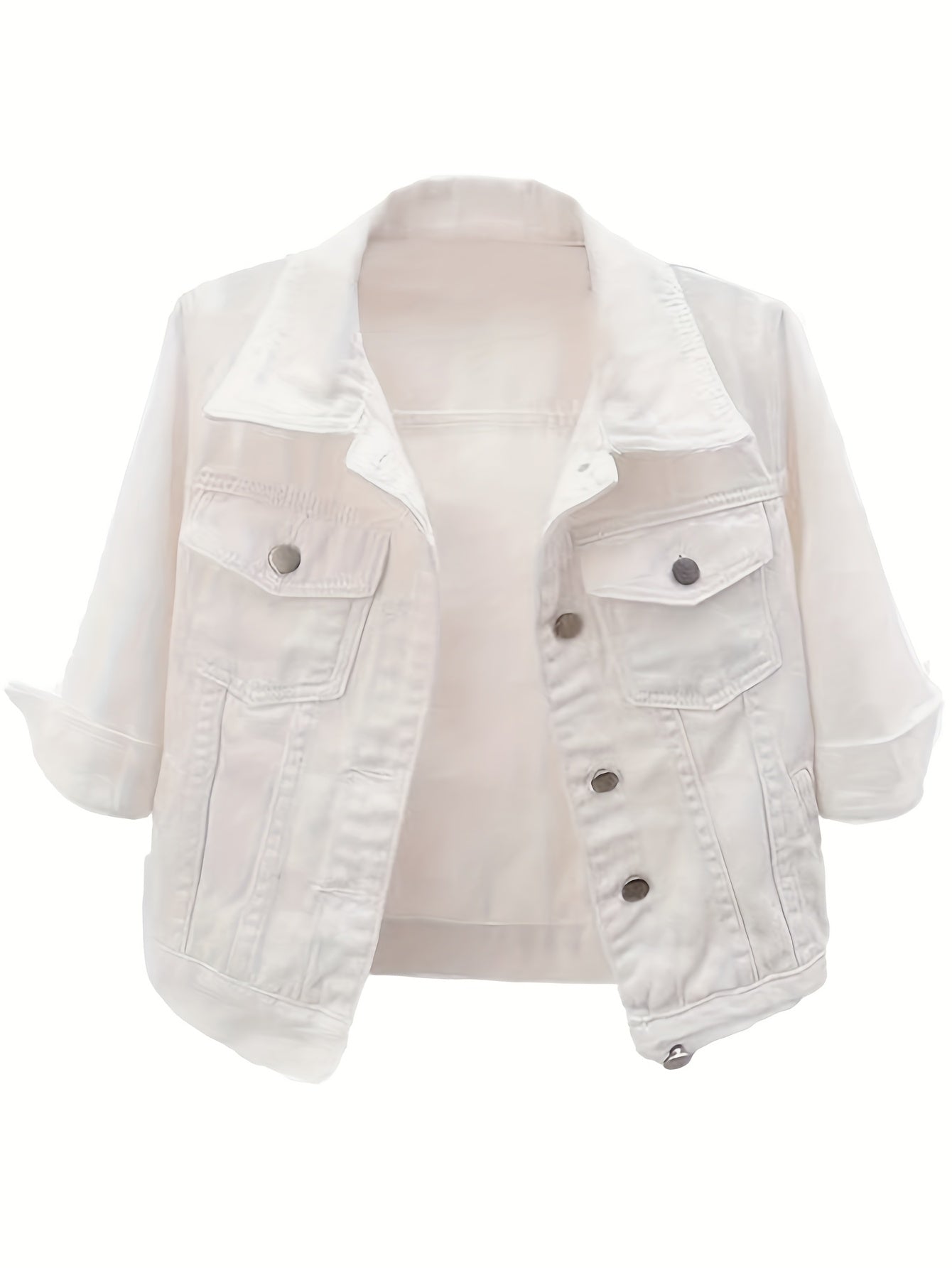 Women's Versatile Denim Pullover Jacket – Dark Blue / White detail view