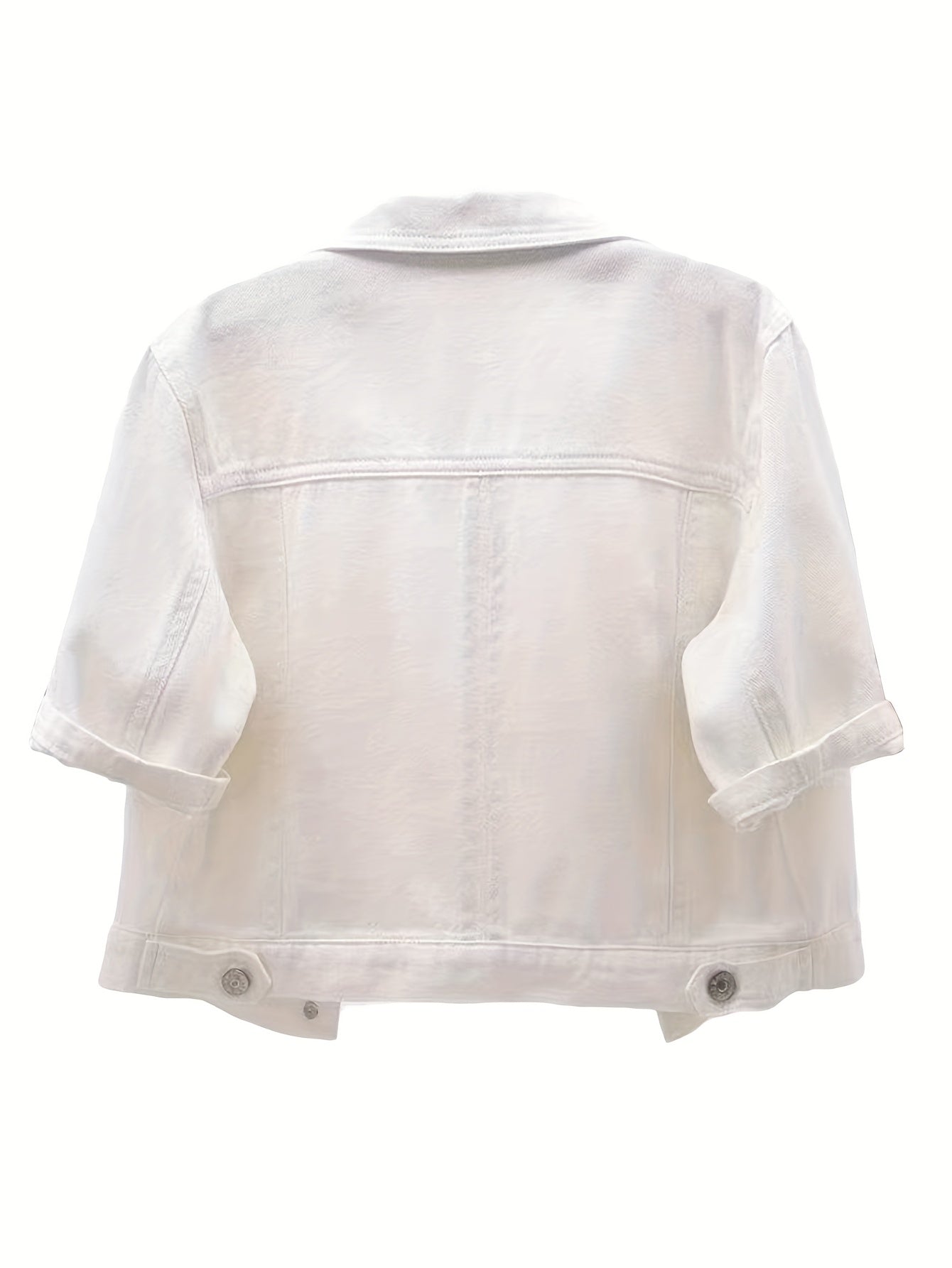 Women's Versatile Denim Pullover Jacket – Dark Blue / White detail view