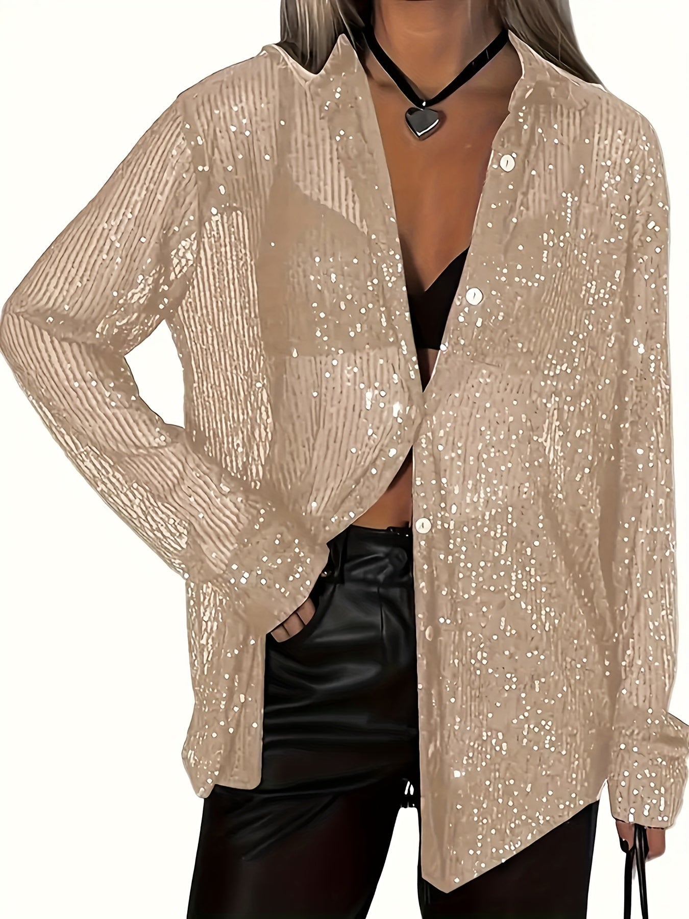 Women's Versatile Denim Pullover Jacket – Dark Green / Champagne detail view