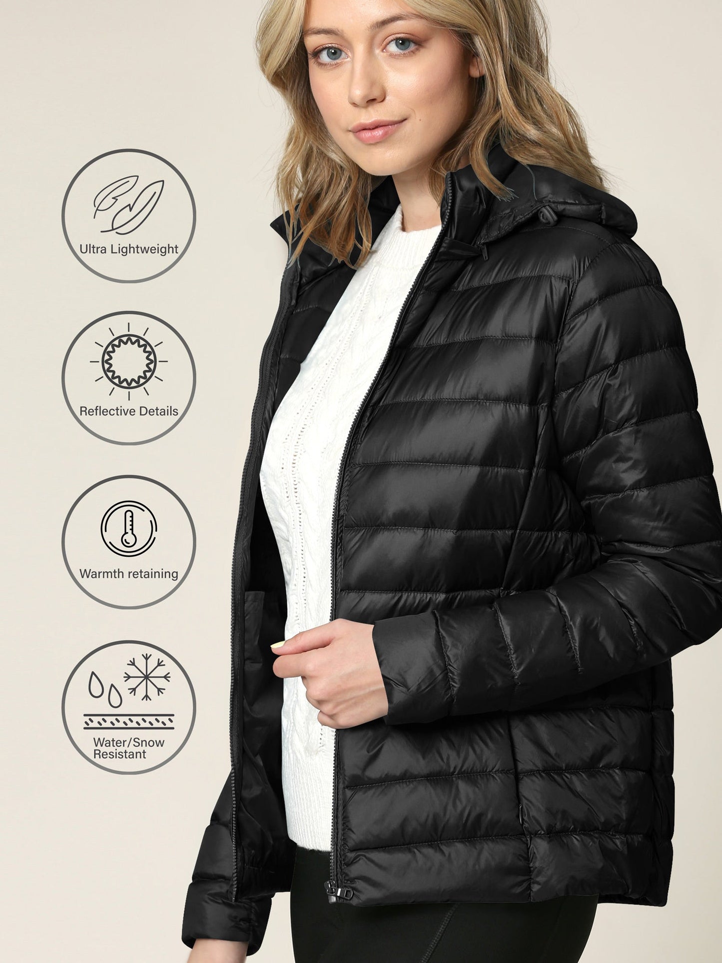 Women's Versatile Denim Pullover Jacket – Navy / Olive detail view