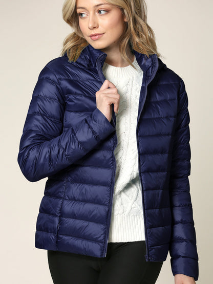 Women's Versatile Denim Pullover Jacket – Navy / Olive detail view