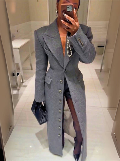 Women's Versatile Denim Single-Breasted Coat detail view