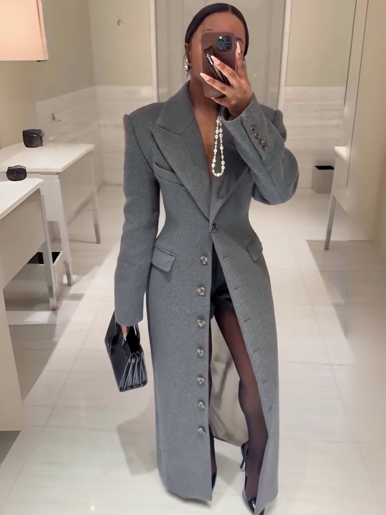 Women's Versatile Denim Single-Breasted Coat detail view