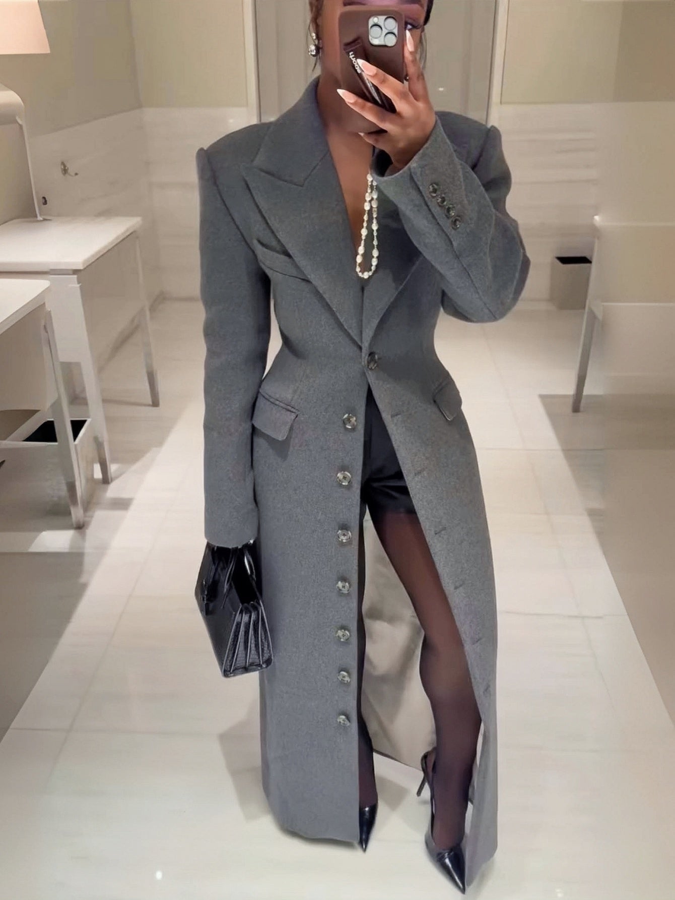 Women's Versatile Denim Single-Breasted Coat detail view