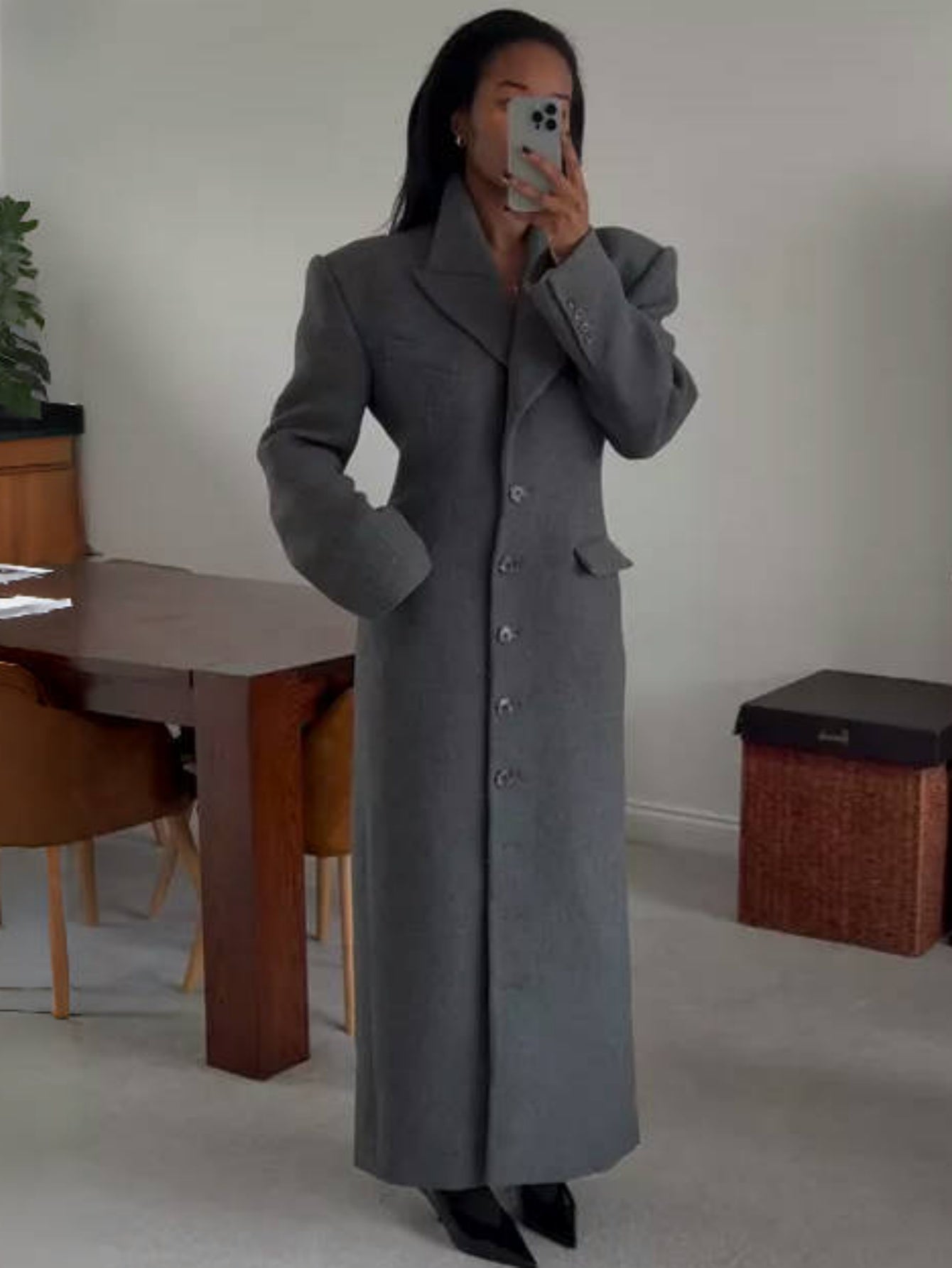 Women's Versatile Denim Single-Breasted Coat detail view