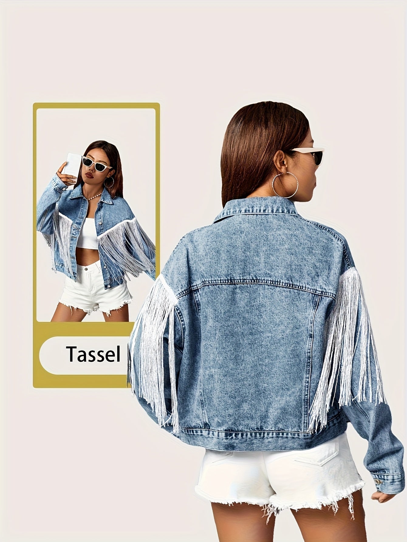 Women's Versatile Denim Single-Breasted Jacket – Blue detail view