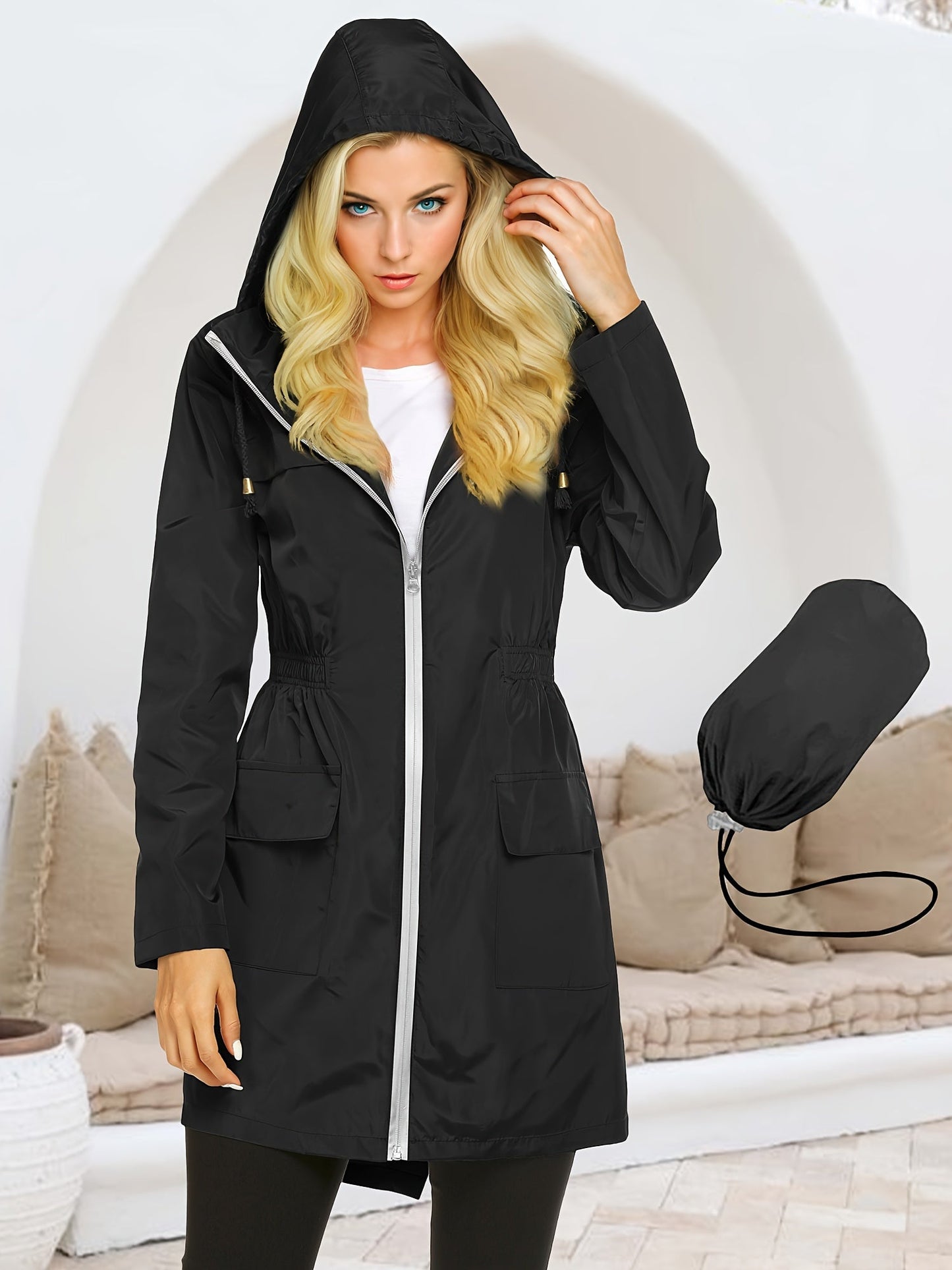 Women's Versatile Denim Zip-Up Coat detail view